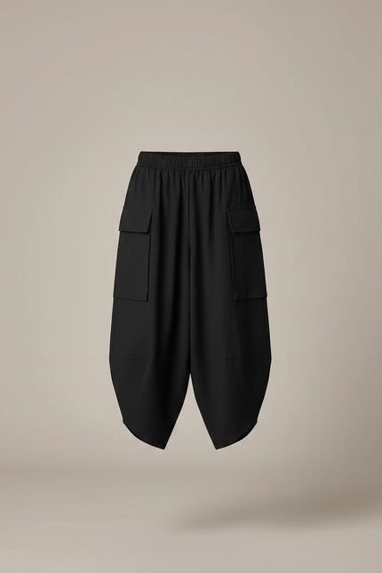 Pantalon Parachute Noir Ample Coton Cargo Enfant - vue 3
