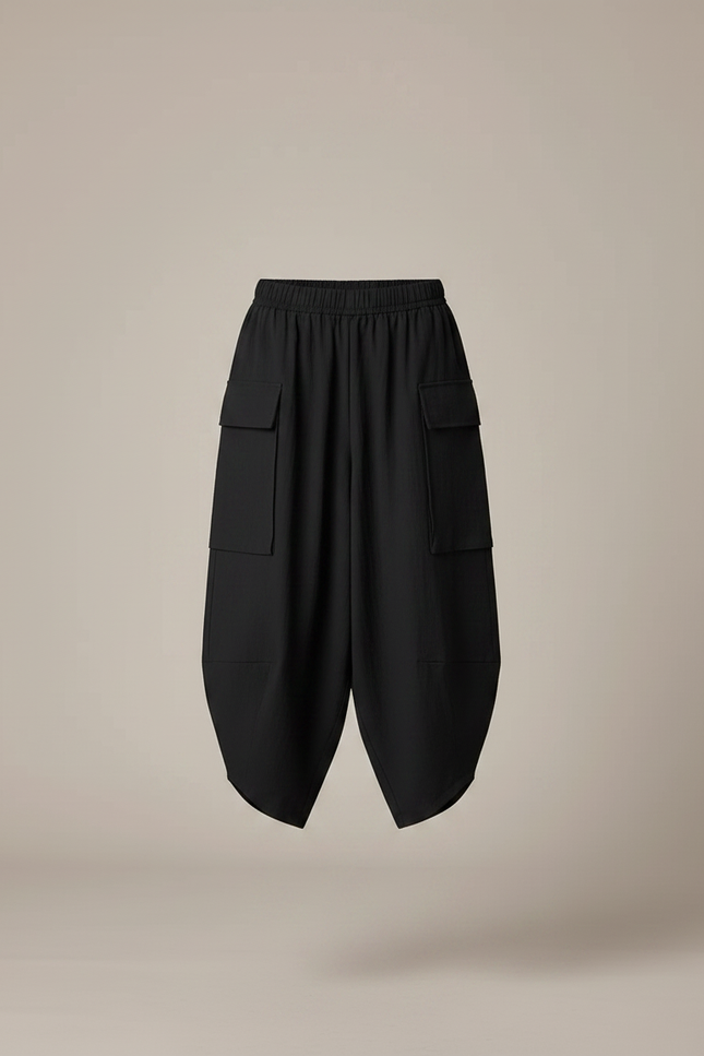 Pantalon Parachute Noir Ample Coton Cargo Enfant - vue 3