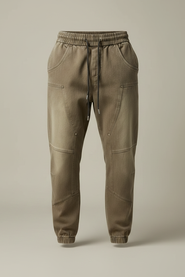 Pantalon Parachute Kaki Cargo Homme Sport Cordon - Gabardine - vue 3