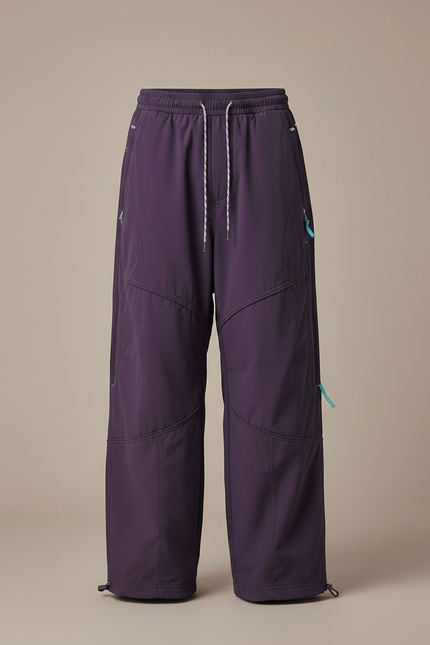 Pantalon Parachute Homme Baggy Nylon - Violet Polyester - vue 3