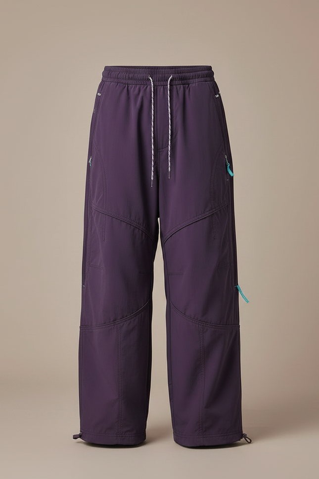 Pantalon Parachute Homme Baggy Nylon - Violet Polyester - vue 3