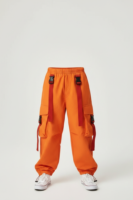 Pantalon Parachute Orange Cargo Ample Enfant - Polyester - vue 3