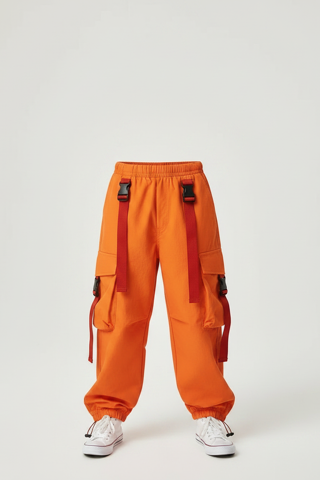 Pantalon Parachute Orange Cargo Ample Enfant - Polyester - vue 3