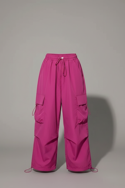 Pantalon Parachute Fuschia Ample Cargo Enfant Fille - Rose Polyester - vue 3