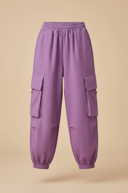 Pantalon Parachute Violet Cargo Ample Décontracté Enfant - Molleton - vue 3
