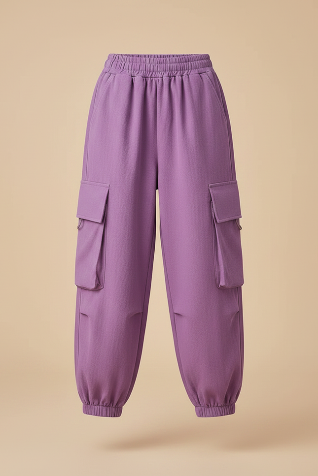Pantalon Parachute Violet Cargo Ample Décontracté Enfant - Molleton - vue 3