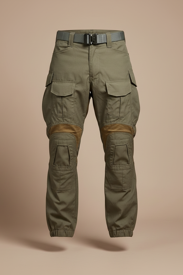 Pantalon Parachute Kaki Cargo Tactique Renforcé Militaire - Toile - vue 3