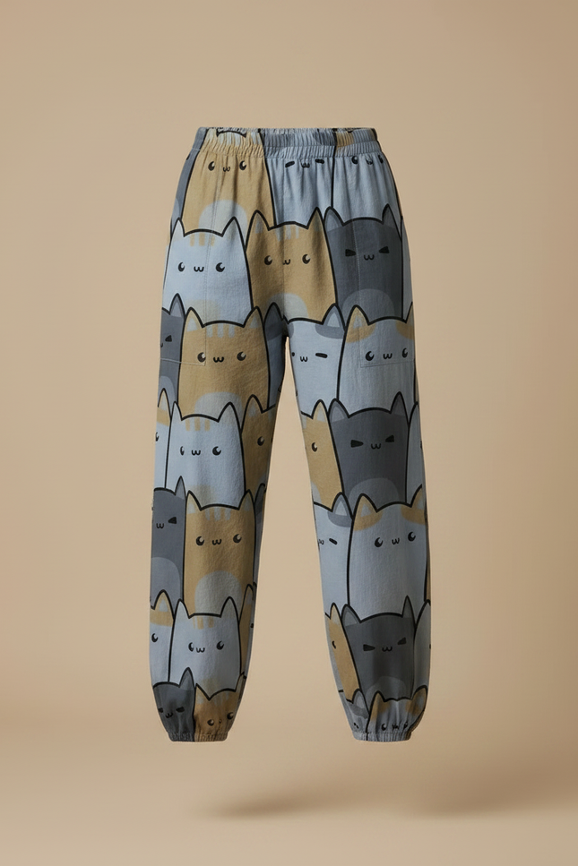 Pantalon Parachute Femme Resserré Aux Chevilles Nylon Streetwear - Imprimé Viscose - vue 3