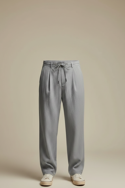 Pantalon Parachute Gris Clair Fluide Décontracté Homme - Lin - vue 3