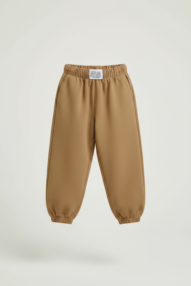 Pantalon Parachute Marron Ample Molleton Confortable Enfant - vue 3