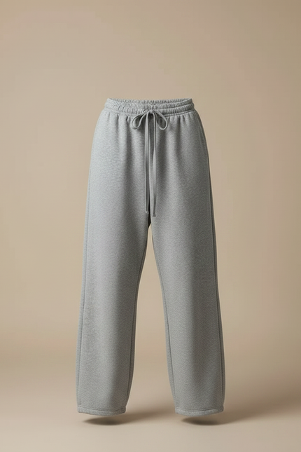 Pantalon Parachute Gris Ample Cordon Décontracté - Molleton - vue 3