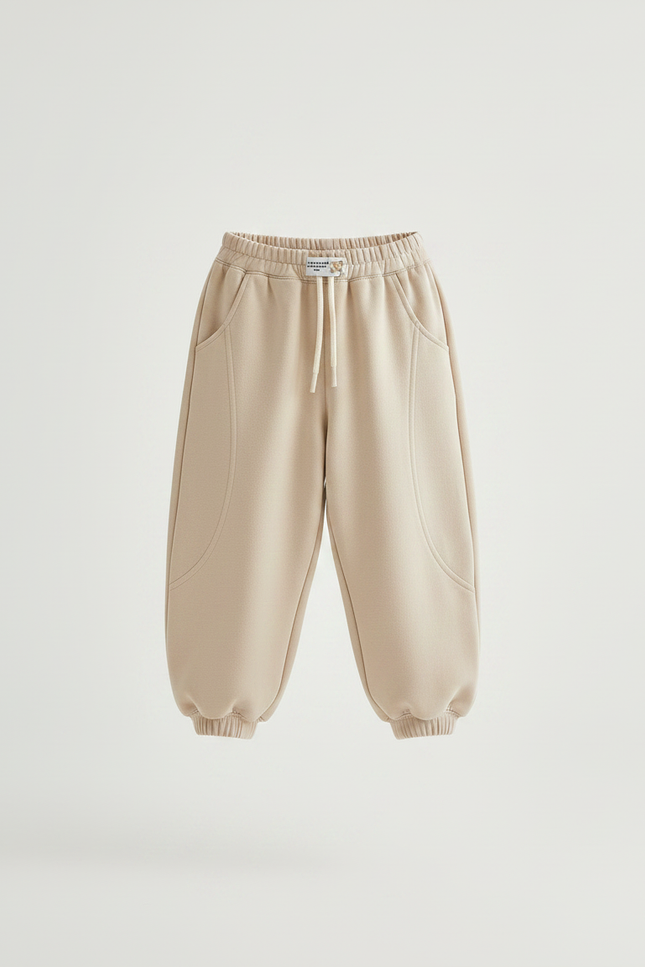 Pantalon Parachute Beige Ample Confortable Enfant - Molleton - vue 3
