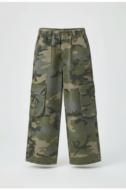 Pantalon Parachute Camouflage Cargo Ample Enfant Tendance - Imprimé Toile - vue 3