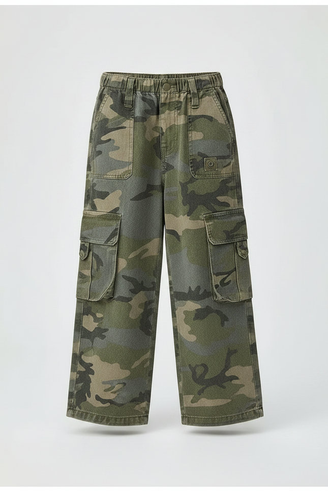 Pantalon Parachute Camouflage Cargo Ample Enfant Tendance - Imprimé Toile - vue 3