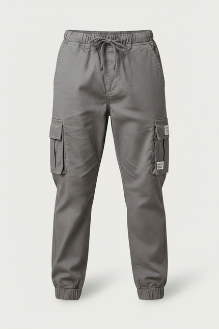 Pantalon Parachute Gris Coton Cargo Enfant - vue 3