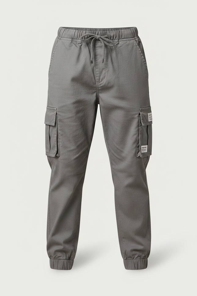 Pantalon Parachute Gris Coton Cargo Enfant - vue 3