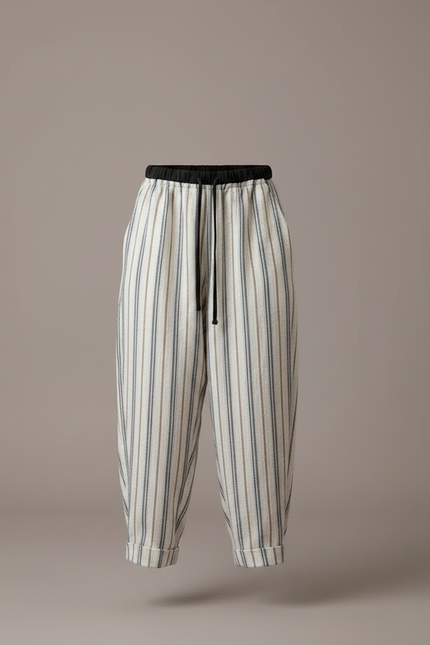Pantalon Parachute Rayé Ample Lin Cordon Décontracté - Multicolore - vue 3