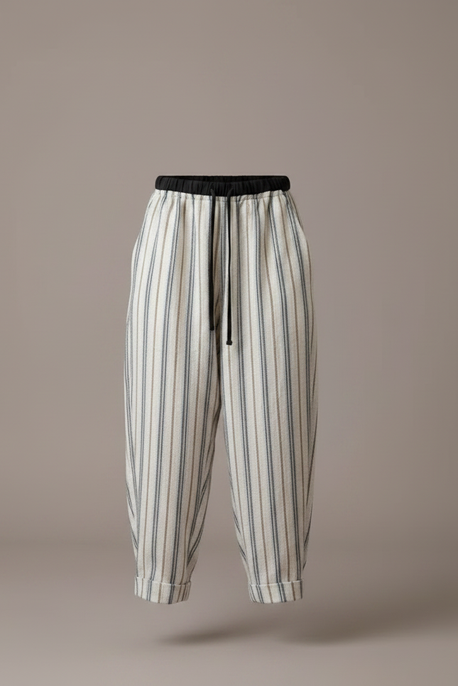 Pantalon Parachute Rayé Ample Lin Cordon Décontracté - Multicolore - vue 3