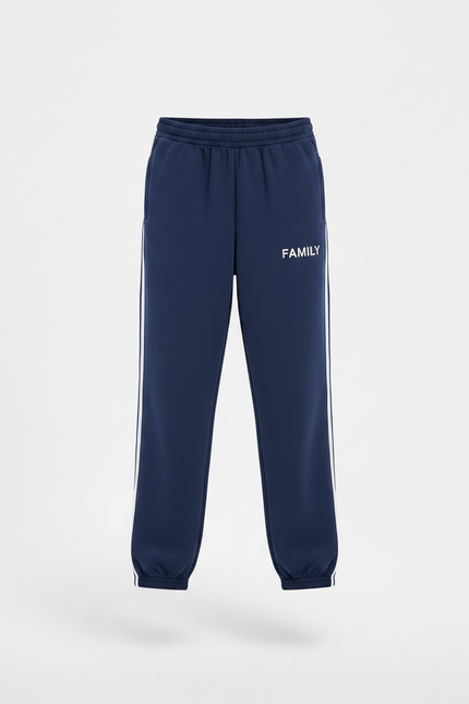 Pantalon Parachute Bleu Marine Rayures Blanches Enfant - Molleton - vue 3