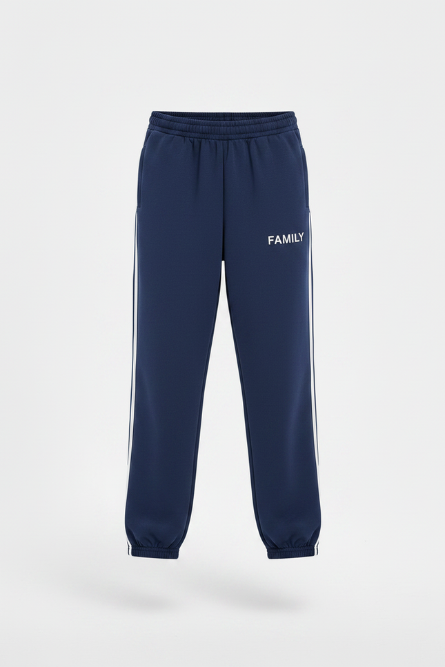 Pantalon Parachute Bleu Marine Rayures Blanches Enfant - Molleton - vue 3