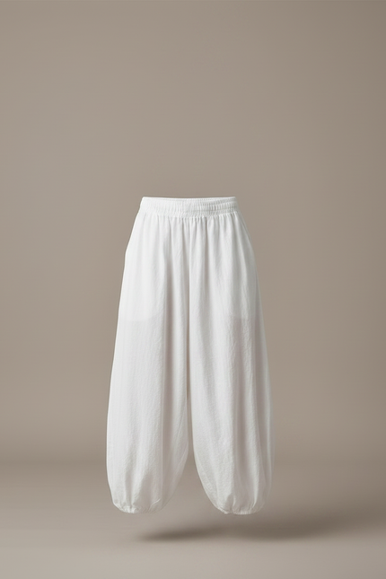 Pantalon Parachute Blanc Ample Lin Enfant Décontracté - vue 3