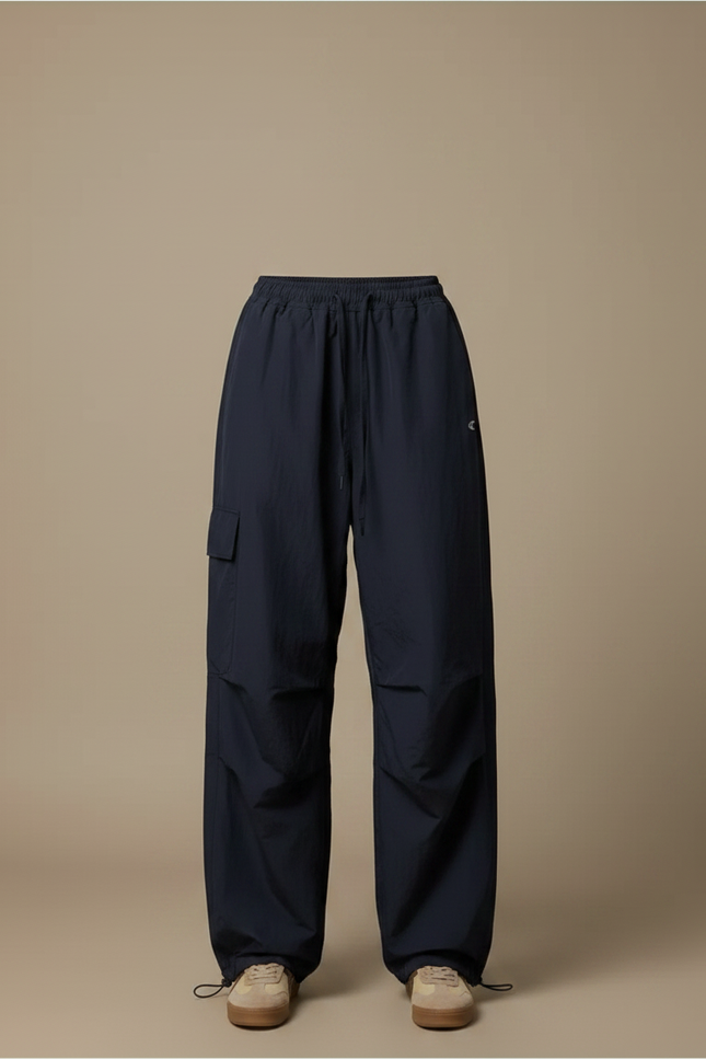 Pantalon Parachute Bleu Marine Fluide Ample Femme - Polyester - vue 3