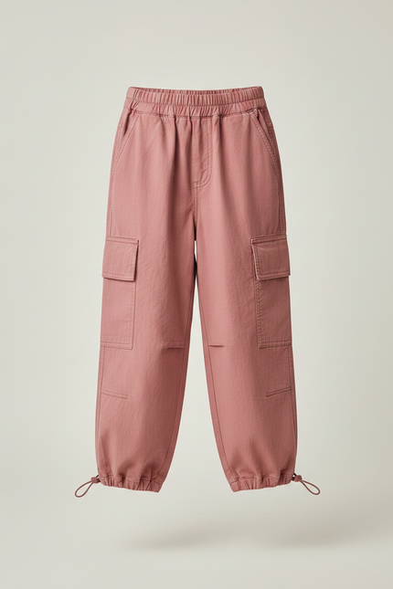 Pantalon Parachute Rose Cargo Enfant Coton Ample - vue 3