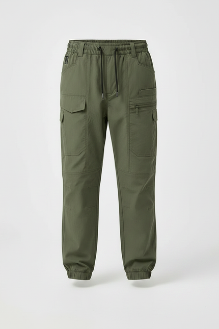 Pantalon Parachute Kaki Cargo Confortable Enfant - Polyester - vue 3