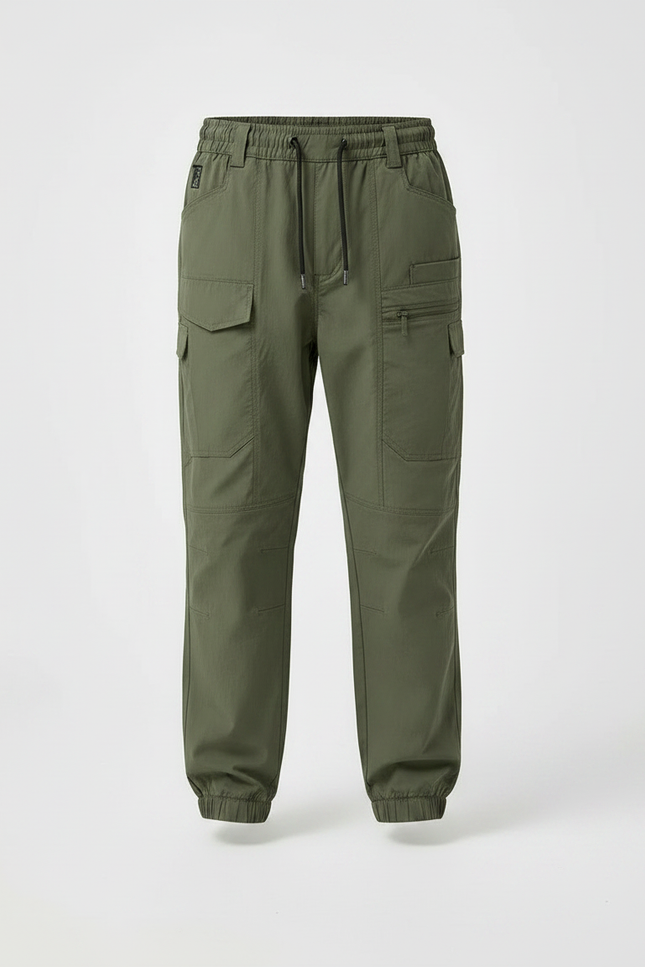 Pantalon Parachute Kaki Cargo Confortable Enfant - Polyester - vue 3