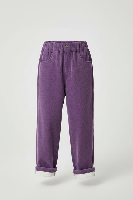 Pantalon Parachute Violet Côtelé Ample Élastiqué Décontracté - Cordé - vue 3