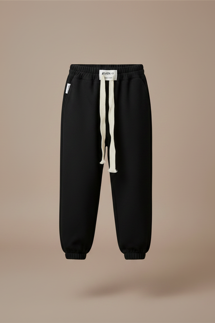 Pantalon Parachute Noir Ample Coton Enfant Sportif Cordon - Molleton - vue 3