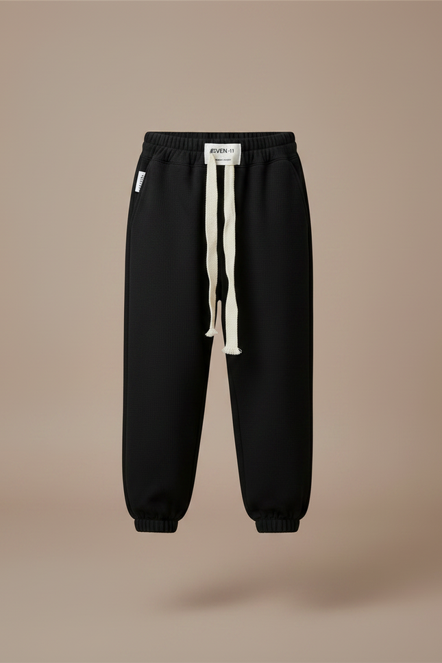 Pantalon Parachute Noir Ample Coton Enfant Sportif Cordon - Molleton - vue 3