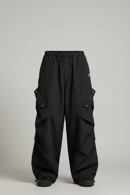 Pantalon Parachute Noir Cargo Ample Homme Streetwear - Polyester - vue 3