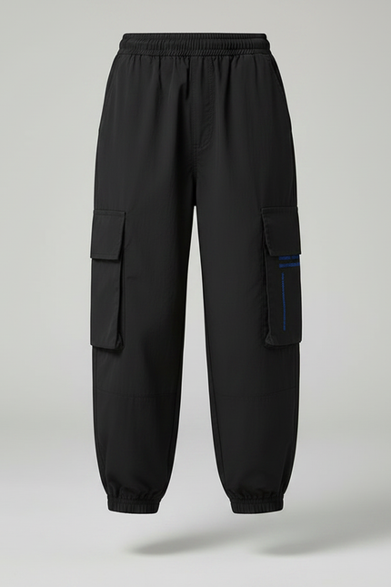 Pantalon Parachute Noir Cargo Ample Sport Enfant - Polyester - vue 3