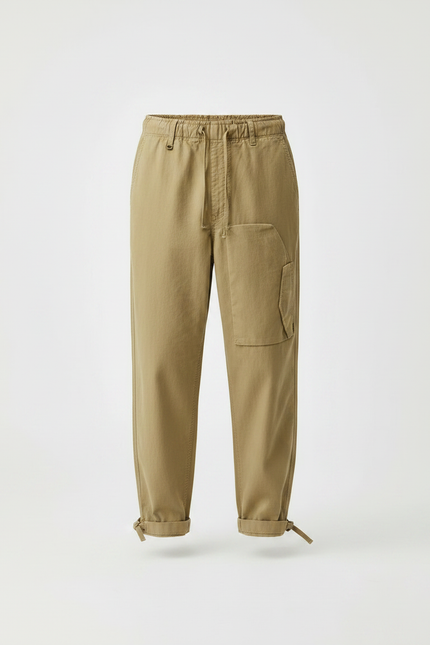 Pantalon Parachute Beige Ample Coton Homme Cargo - vue 3