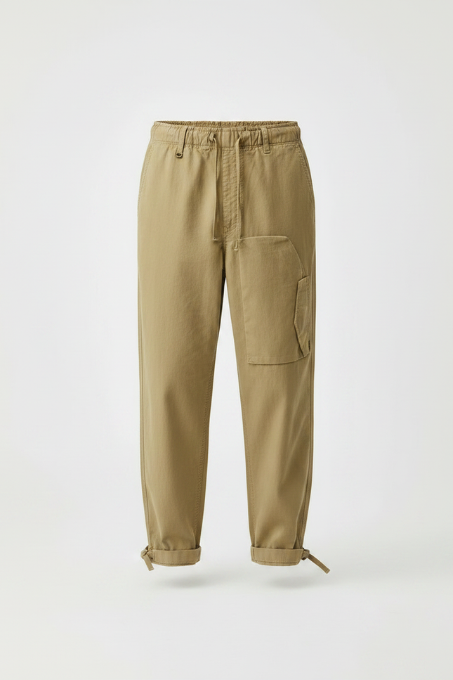 Pantalon Parachute Beige Ample Coton Homme Cargo - vue 3