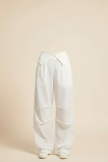 Pantalon Parachute Blanc Ample Taille Basse Femme - Polyester - vue 3