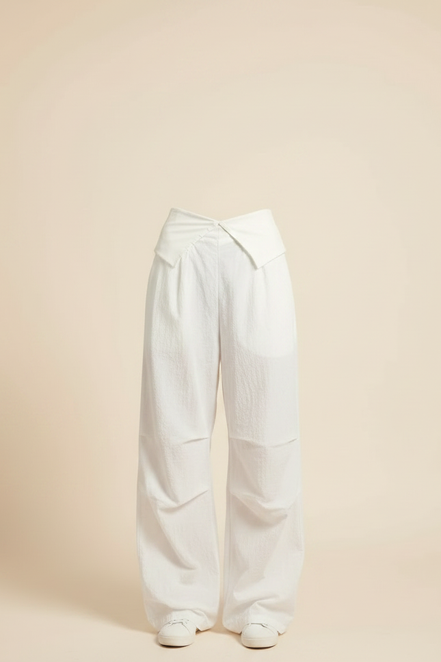 Pantalon Parachute Blanc Ample Taille Basse Femme - Polyester - vue 3