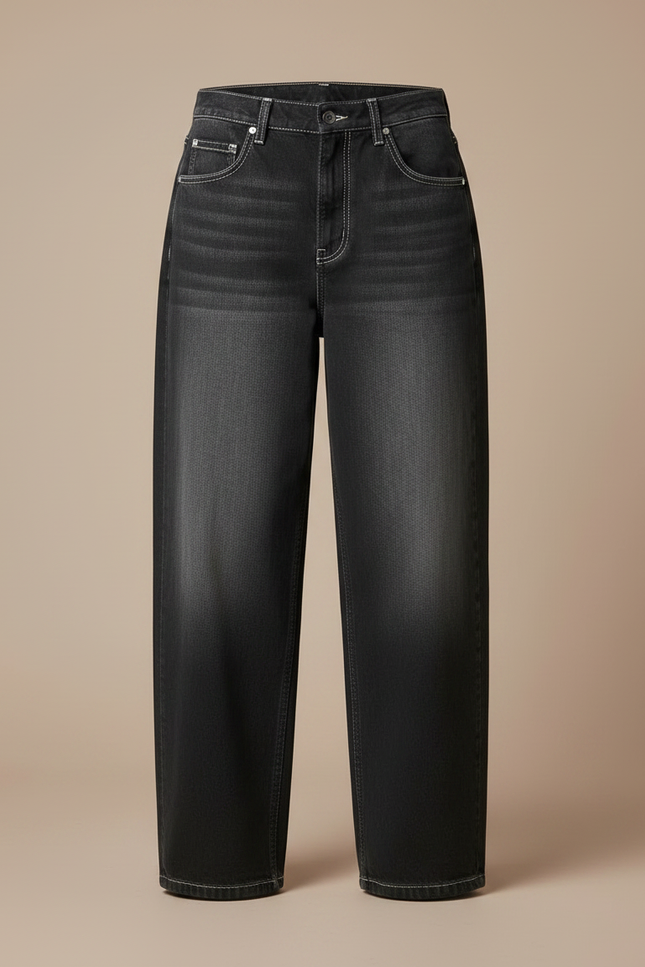 Pantalon Parachute Gris Délavé Ample Streetwear Femme - Jean - vue 3