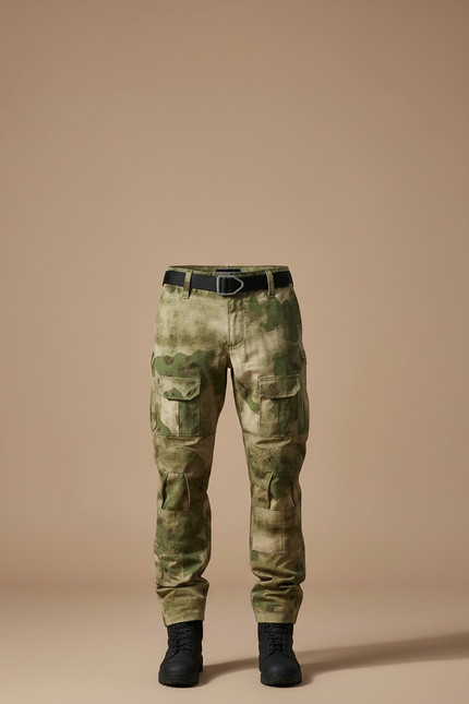 Pantalon Parachute Camouflage Militaire Cargo Multipoches - Kaki Toile - vue 3