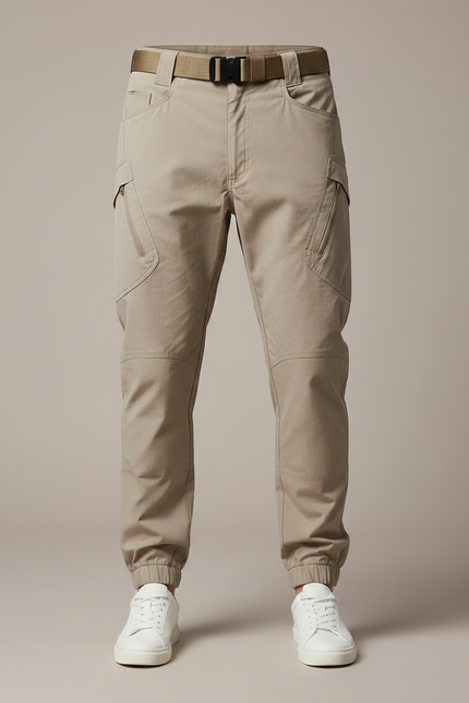 Pantalon Parachute Beige Cargo Tactique Homme Ajusté - Polyester - vue 3