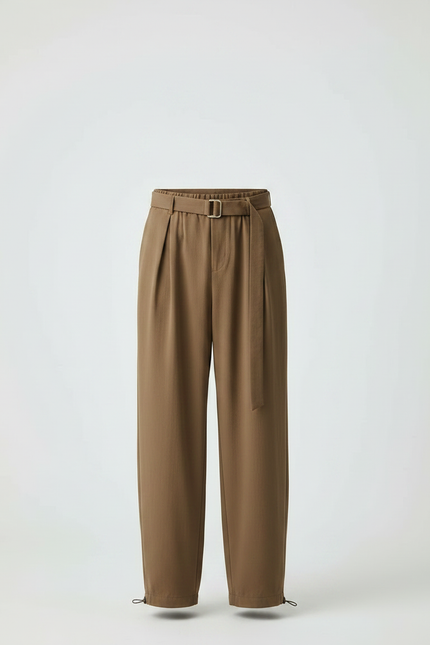 Pantalon Parachute Marron Plissé Ample Homme Élégant - Viscose - vue 3
