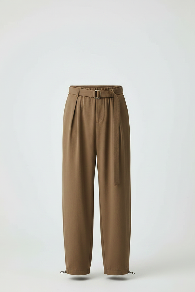 Pantalon Parachute Marron Plissé Ample Homme Élégant - Viscose - vue 3