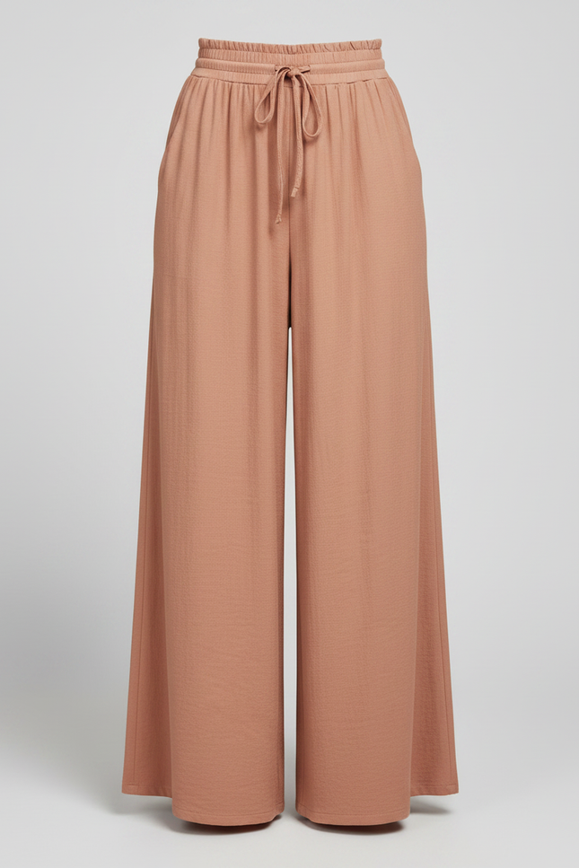 Pantalon Parachute Fluide Ample Taille Élastique Rose - Viscose - vue 3