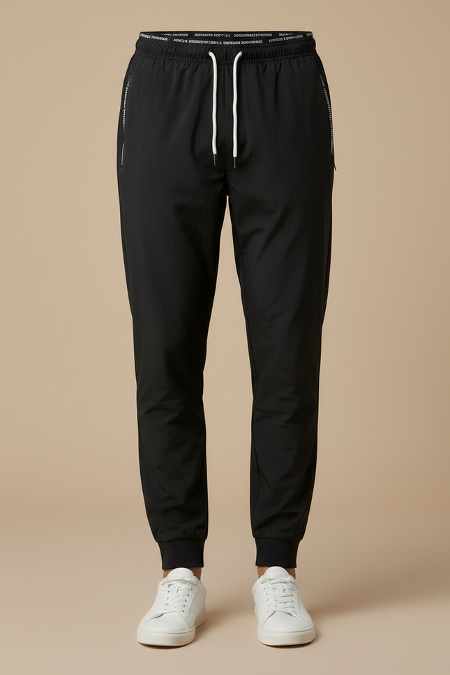 Pantalon Parachute Homme Jogger Nylon Cordon Décontracté - Noir Polyester - vue 3