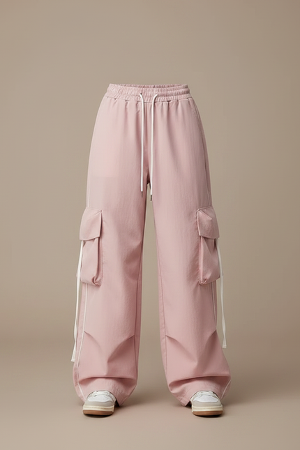 Pantalon Parachute Rose Cargo Ample Décontracté Fille - Polyester - vue 3