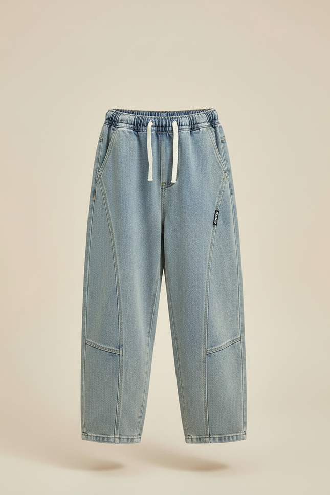 Pantalon Parachute Denim Bleu Ample Garçon Décontracté - Jean - vue 3