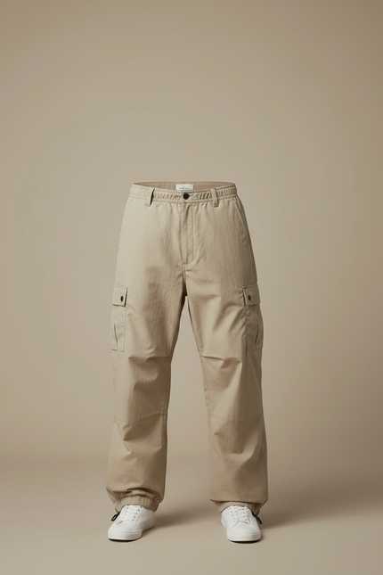 Pantalon Parachute Homme Beige Baggy Nylon - Toile - vue 3