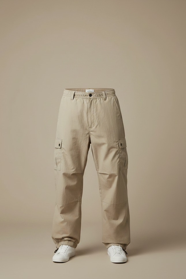 Pantalon Parachute Homme Beige Baggy Nylon - Toile - vue 3