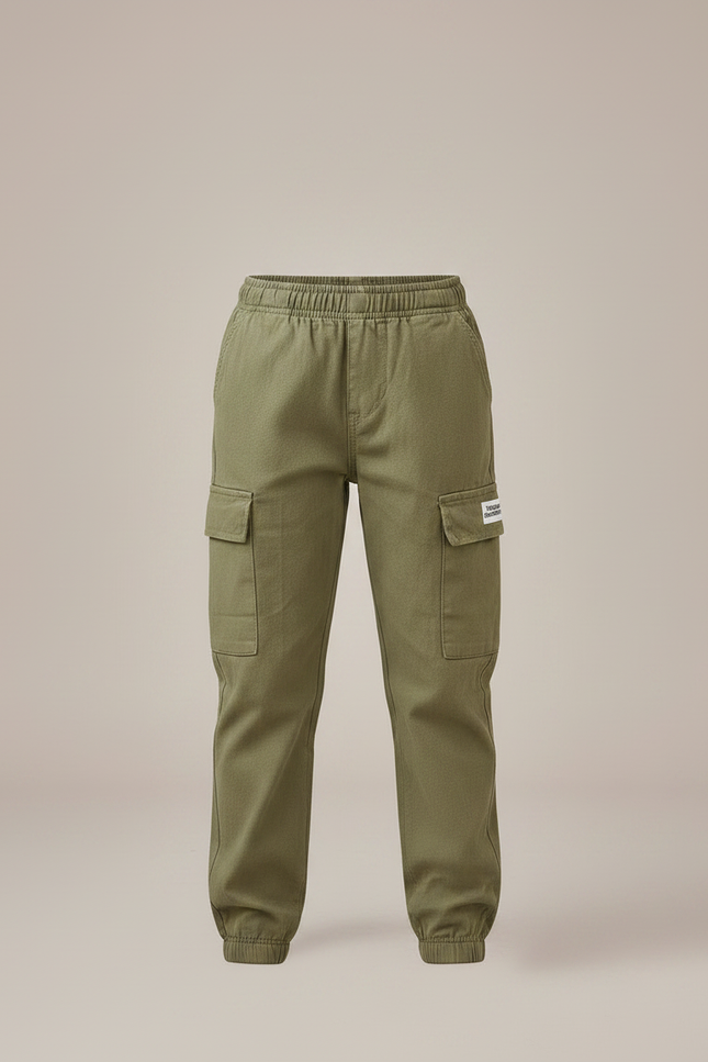 Pantalon Parachute Kaki Cargo Coton Confortable Enfant - Gabardine - vue 3